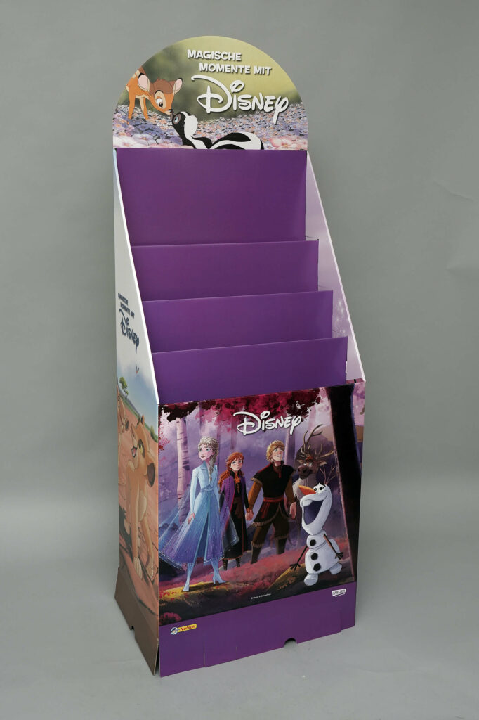 Checp-Display mit vier vertikalen Einsteckfächern bedruckt mit Motiven des Disney Films "Die Eiskönigin" von pod GmbH