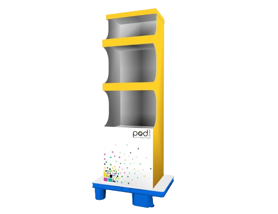 Automatidisplay auf Chep-Palette als Modellbild mit Logo von pod GmbH