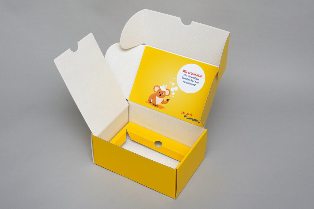 Geöffnete Präsentverpackung mit Klappdeckel von pod GmbH für Pinimenthof