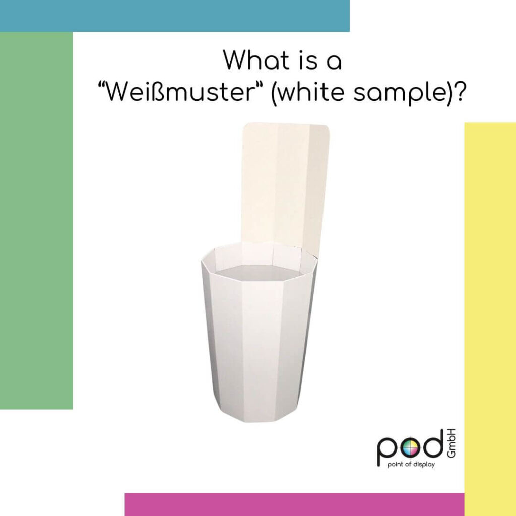 What is a white sample: Picture of a display without print by pod GmbH